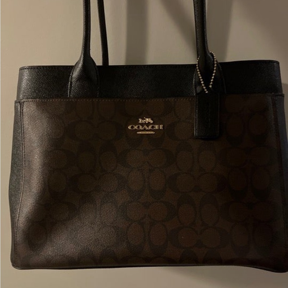 Coach Black/Brown signature Leather handbag